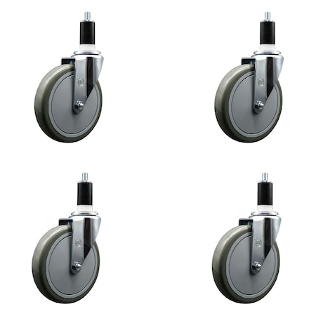 Service Caster 6'' Gray Poly Wheel Swivel 1-3/8'' Expanding Stem Caster Set, 4PK SCC-EX20S614-PPUB-138-4